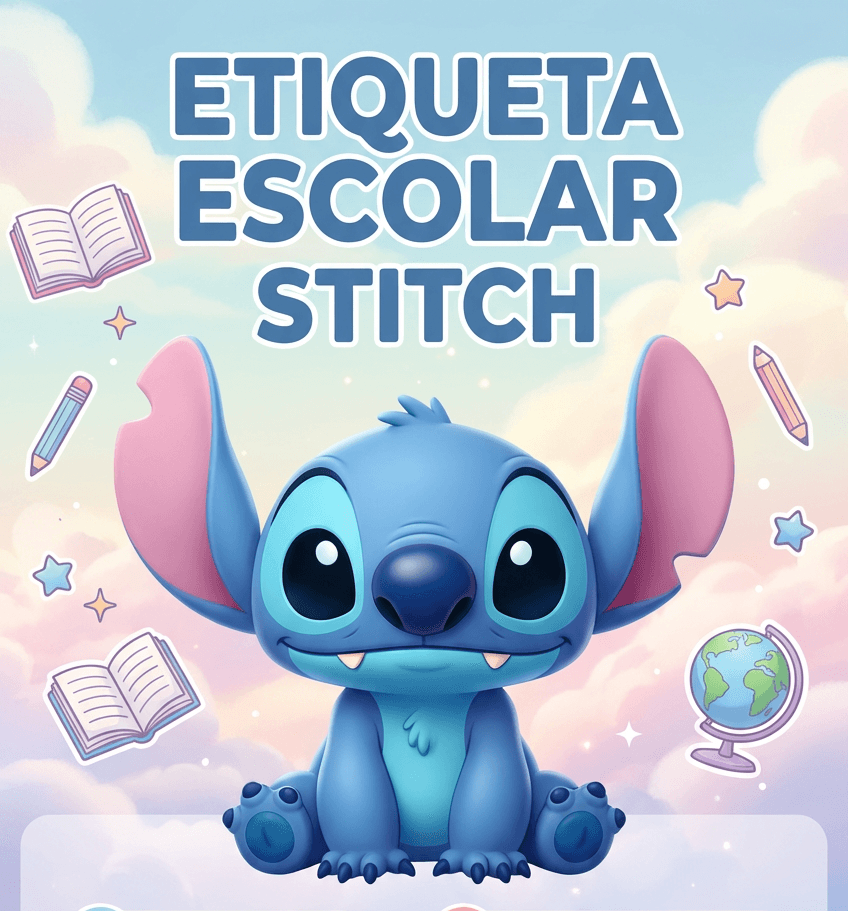 Arte Digital - Etiqueta Escolar Stitch
